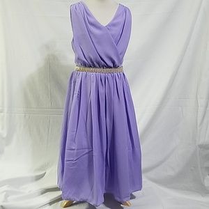 Lilac Sleeveless Chiffon V Neckline Dress